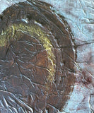 Quadro Moderno con Cuore, Dipinto su Legno, Astratto e Materico