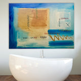 Dipinto Materico con Cuciture, Quadro Astratto con Oro