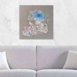 Quadro Acquerello per Salotto Moderno, Dipinto Astratto con Gocce d'Acqua