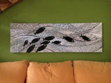 Dipinto con Pesci Bianco e Nero, Quadro Marino Moderno