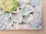 Grande Dipinto Floreale con Ninfea, Quadro con Fiore su Stoffa