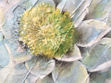 Grande Dipinto Floreale con Ninfea, Quadro con Fiore su Stoffa