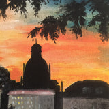 Dipinto Moderno del Lago di Como, Quadro con Paesaggio al Tramonto