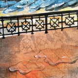 Dipinto Moderno del Lago di Como, Quadro con Paesaggio al Tramonto
