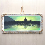 Dipinto Lago di  Como, Paesaggio Notturno su Legno