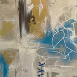 Grande Dipinto con Impunture e Foglia Oro. Quadro Boho a Colori Neutri