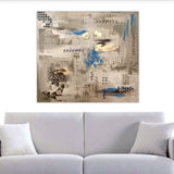 Grande Dipinto con Impunture e Foglia Oro. Quadro Boho a Colori Neutri