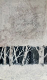 Dipinto Materico con Alberi, Quadro Astratto Bianco e Nero
