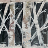 Dipinto Materico con Alberi, Quadro Astratto Bianco e Nero