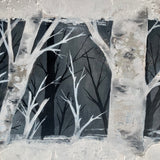 Dipinto Materico con Alberi, Quadro Astratto Bianco e Nero