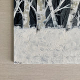 Dipinto Materico con Alberi, Quadro Astratto Bianco e Nero