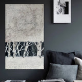 Dipinto Materico con Alberi, Quadro Astratto Bianco e Nero
