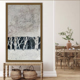 Dipinto Materico con Alberi, Quadro Astratto Bianco e Nero