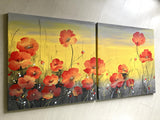 Pair of paintings with poppy camp, floral paintings with aquaRello