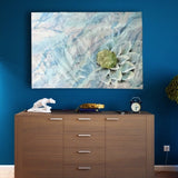 Grande Dipinto Floreale con Ninfea, Quadro con Fiore su Stoffa