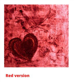 Quadro Moderno con Cuore, Dipinto su Legno, Astratto e Materico