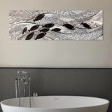 Dipinto con Pesci Bianco e Nero, Quadro Marino Moderno