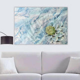 Grande Dipinto Floreale con Ninfea, Quadro con Fiore su Stoffa