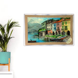 Paesaggio del Lago di Como Dipinto, Quadro con Lago e Montagne