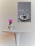 Quadro Monocolore con Gocce d'Acqua, Dipinto Bianco e Nero