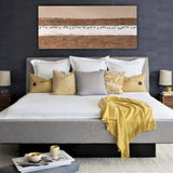 Quadro Materico Moderno con Tela Juta, Dipinto Astratto per Camera da Letto