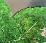 Quadro Materico con Grande Foglia, Dipinto Botanico con Foglia Verde