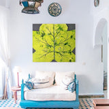 Dipinto Moderno Botanico, Quadro con Foglia Verde