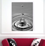 Quadro Monocolore con Gocce d'Acqua, Dipinto Bianco e Nero