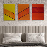 Set di Tele Giometriche, Trittico di Quadri Materici Monocolore