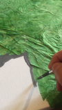 Quadro Materico con Grande Foglia, Dipinto Botanico con Foglia Verde