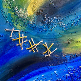 Quadro Astratto Blu e Verde Spirale Cosmica. Arte Moderna Originale