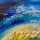 Quadro Astratto Blu e Verde Spirale Cosmica. Arte Moderna Originale