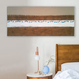 Modern material painting with jute canvas, abstract painting for the bedroom