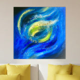 Quadro Astratto Blu e Verde Spirale Cosmica. Arte Moderna Originale