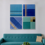 Set of Geometric Material Paintings, Painted with Applied Natural Materials