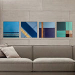 Set of Geometric Material Paintings, Painted with Applied Natural Materials